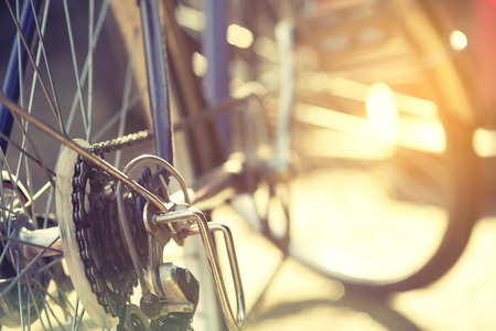 bicycle in morning, vintage filter effect and selective focus point, shallow depth of fieldの写真素材