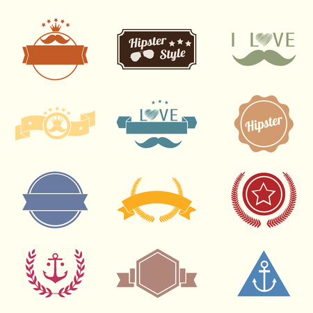 New Vector set of ribbon design. vintage style, blank retro badges and labels. Illustration eps10のイラスト素材
