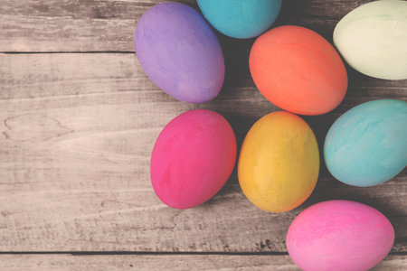 Vintage colorful of Easter eggs.   retro filter effect