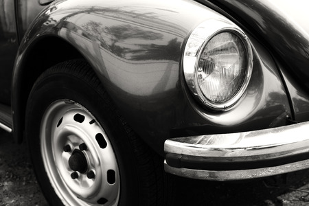 Headlight lamp vintage car - black and white color effect styleの写真素材