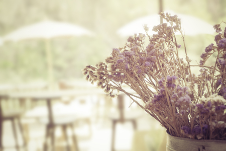 Vintage dry flowers - decoration in coffee shop  . soft focus technicの写真素材