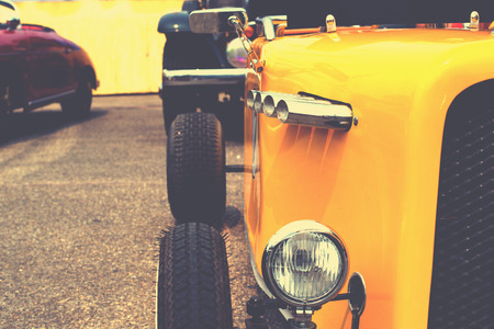 Headlight lamp of classic formula car - retro color effect styleの写真素材