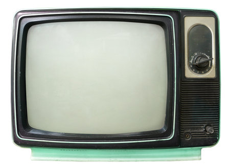 Vintage television - old TV isolate on white, retro technologyの写真素材