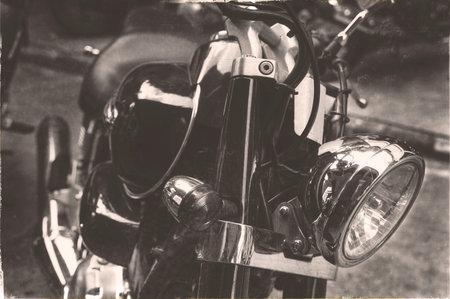 vintage old classic motorcycles - vintage sepia color effect with grunge texture filter