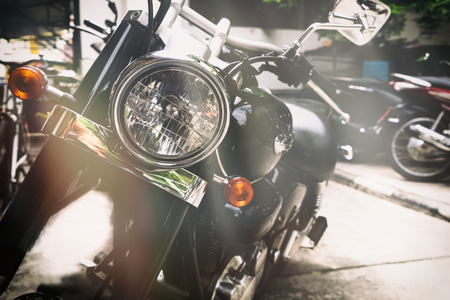 Old classic motorcycles - vintage double exposure and light leaks filter effectの写真素材