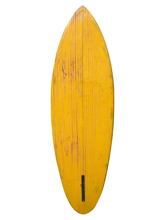 Vintage surfboard yellow color isolated on white - Retro styles 60'sの写真素材
