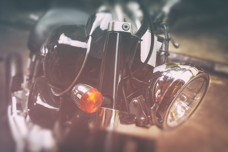 Old classic motorcycles - vintage double exposure and light leaks filter effectの写真素材