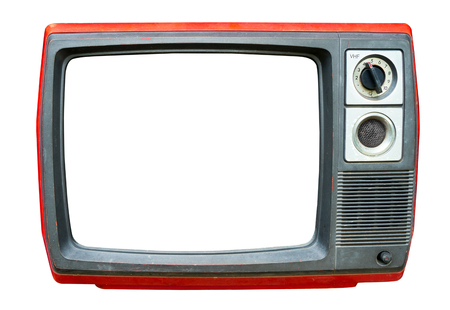 Retro television - old vintage TV with frame screen isolate on white with clipping path for object, retro technologyの写真素材