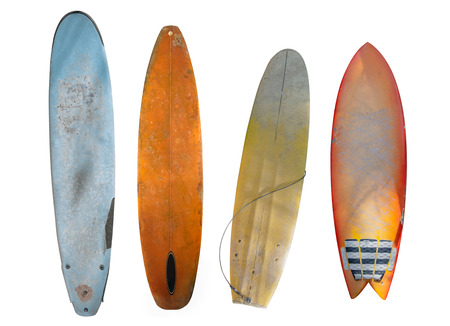Vintage surfboard isolated on white with clipping path for object, retro stylesの写真素材