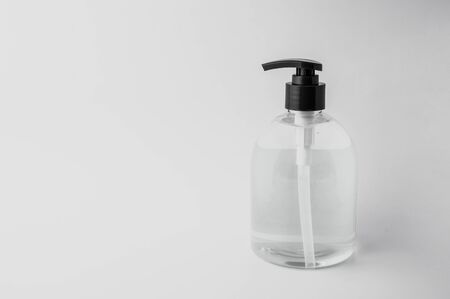 Bacterial and virus prevention hand sanitizer gel to prevent pathogens and hand hygiene, corona virus spread protection. for medical surgical or travel. isolate on whiteの写真素材