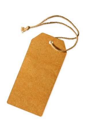 Vintage lable paper with rope for tag price product isolated on white with clipping path.の写真素材