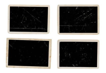 Dusty and grungy photo paper texture and surface. Abstract dirty or scratch aging effect. Use for overlay photo paper frame effect for vintage grunge design. Clipping patchの写真素材