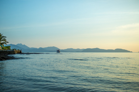 Seascape and the lonely boat.の写真素材