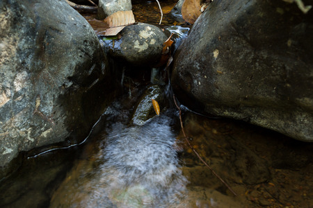 Small waterfall with natural light in deep forest.の写真素材