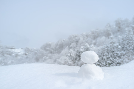 Snow doll in snowy view in Japan.の写真素材