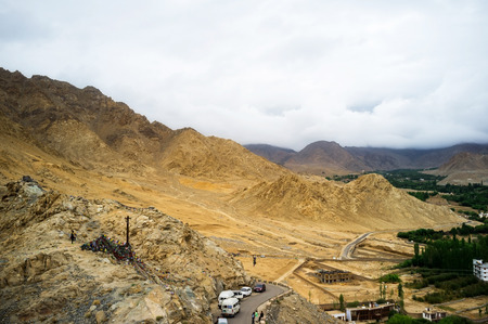 Shanti stupa in Leh Ladakh, Jammu and Kashmir, Indiaの写真素材