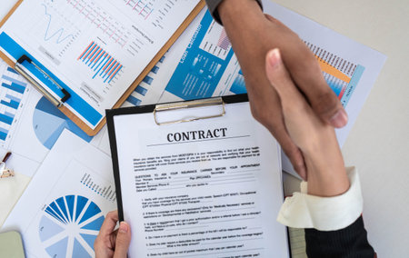Business concept. Close up. Business team handshake after meeting