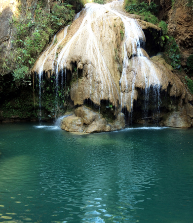 Waterfall emerald water in the Thailandの写真素材