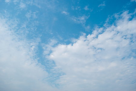 Blue sky and white clouds background On the day of the sky's overcastの写真素材