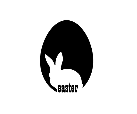 Easter The white rabbit symbol on black egg.のイラスト素材