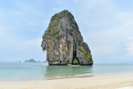 PhraNang Cave Beach  in andaman sea.  Ao Nang ,Krabi ,Thailand.の写真素材