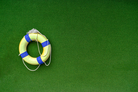 Life ring On the lawn.の写真素材