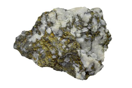 Gold Ore isolated on a white background.の写真素材