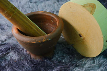 Thai kitchen appliances and cooking ingredientsの写真素材