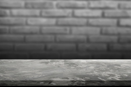 Concrete table empty on the cement wall background. Concept to place products such as cement, steel,...