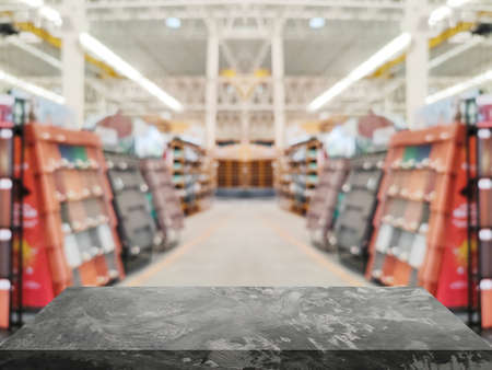Abstract blurred warehouse selling roof tiles.の写真素材
