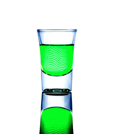 Green water in glass 1