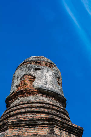 Stupa Ayutthaya on the blue sky, Thailandの写真素材