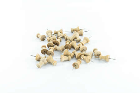 Wood pin on the white background Isolatedの写真素材