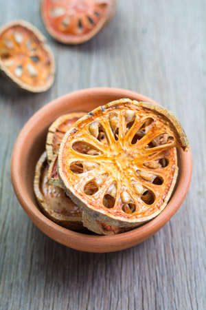 Dried bael fruit slice for healthyの写真素材