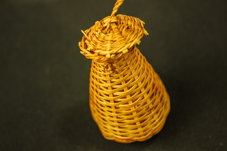 fish coop is Thai handmade basketry isolated on navy blue background.の写真素材