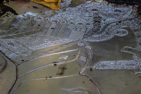Man carving aluminum sheet detail of a traditional craftsman working aluminum sheet worker, craftsの写真素材