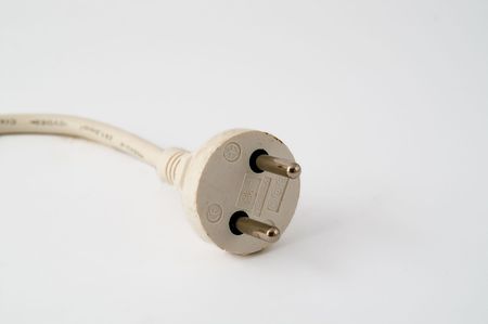 White power plug and cable, danish/european.の写真素材