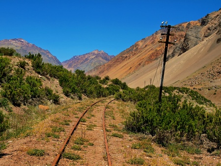 abandoned tracks in the wilderness of argentinaの写真素材