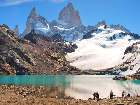 Beautiful Laguna de Los Tres with Mt Fitz Roy in the background as seen in Patagonia, Argentina         の写真素材