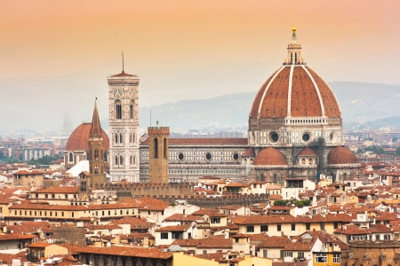Cathedral Santa Maria Del Fiore with Giotto s Campanile in Florence, Italyの写真素材