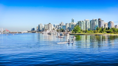 Vancouver skyline with harbor, British Columbia, Canada