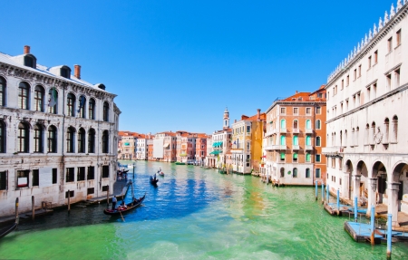 Scenic view of Canal Grande in Venice, Italy as seen from Rialto bridgeの写真素材