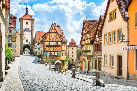 Beautiful view of the historic town of Rothenburg ob der Tauber, Franconia, Bavaria, Germanyのeditorial素材