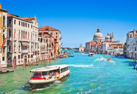 Canal Grande with Basilica di Santa Maria della Salute in Venice, Italyのeditorial素材
