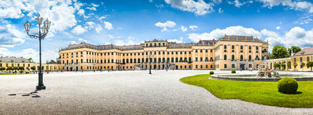Panoramic view of famous Schonbrunn Palace at main entrance in Vienna, Austriaのeditorial素材