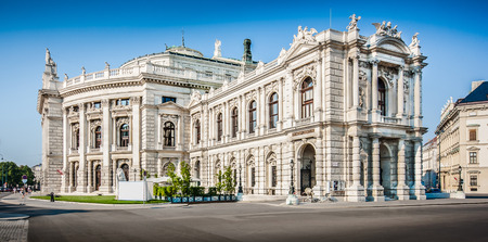 Beautiful view of historic Burgtheater  Imperial Court Theatre  with famous Wiener Ringstrasse in Vienna, Austriaのeditorial素材