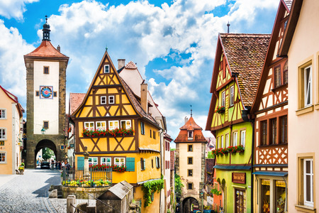 Beautiful view of the historic town of Rothenburg ob der Tauber, Franconia, Bavaria, Germanyのeditorial素材