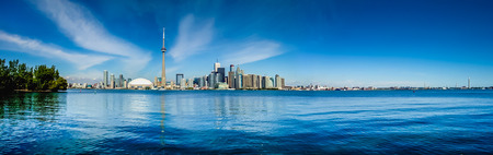 Toronto skyline waterfront panorama from Centre Island, Ontario, Canadaのeditorial素材