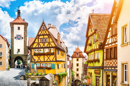 Historic town of Rothenburg ob der Tauber, Franconia, Bavaria, Germanyのeditorial素材