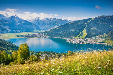 Beautiful mountain landscape in the Alps with Zeller Lake in Zell am See, Salzburger Land, Austria Beautiful mountain landscape in the Alps with Zeller Lake in Zell am See, Salzburger Land, Austria